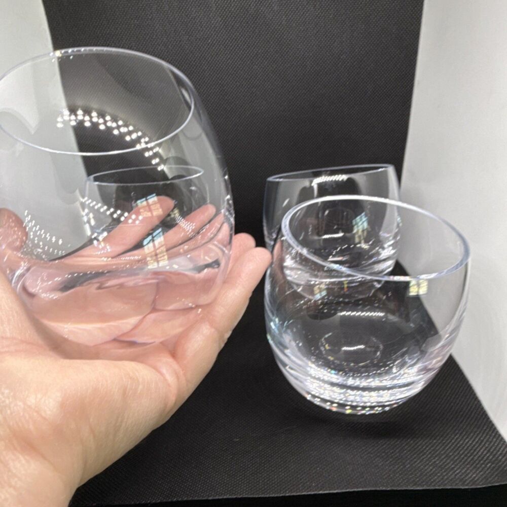 Set of 4 Clear Round Whiskey Glasses Solid Color Glass